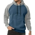 thumbnail image 3 of yuCgh Men's Colorblock Hoodie Sweatshirt, Plus Size Casual Sports Pullover, Trendy Two-Tone Design for Loose Fit and Everyday Comfort,Blue 3XL, 3 of 6