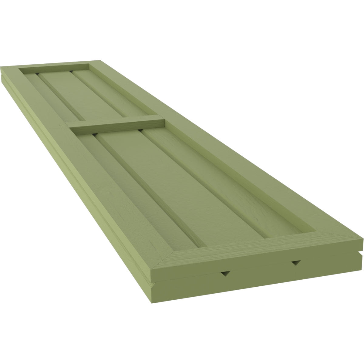 Ekena Millwork 10 1/2"W x 44"H Americraft Three Board Exterior Real Wood Two Equal Panel Framed Board-n-Batten Shutters (Per Pair), Moss Green