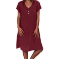 thumbnail image 2 of Tshirt Dress Women Summer Plus Size Short Sleeve V Neck Lightweight Casual Mini Dresses T Shirt Dresses for Women, 2 of 8