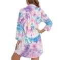 thumbnail image 2 of Xixirimido Colorful Tie-dye Print Women's Long Sleeve Button Down Beach Cover Up Shirt Dress with Chest Pocket, Casual Swimsuit Cover Up for Summer Vacation, Size S, 2 of 7