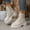 #288-Beige, variant on Women's Casual British Style Ankle Boots - Round Toe Lace-Up Chunky Heel Platform Shoes, Solid Color Mid-Calf Boots with Low Block Heel for Fashion Comfort