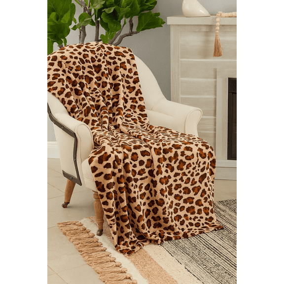 Fennco Styles Cheetah Print Plush Throw Blanket, 50"x60"