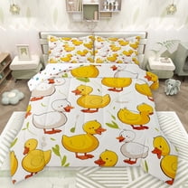 Castle Fairy Yellow Duck Bedding Comforter Set 2pcs for Boys Girls,Rustic Farmhouse Animal Twin Comforter Sets Microfiber,Cartoon Cute Breathable Bedding Set,Breathable Home Decor,Reversible
