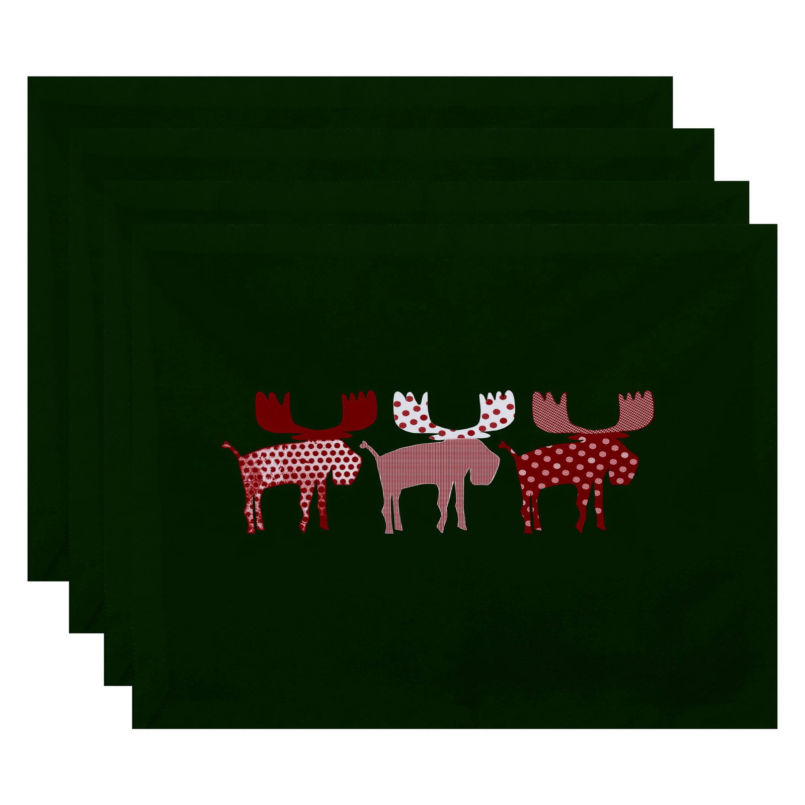 Simply Daisy 18" x 14" Merry Moose Animal Print Placemats, Set of 4s, Set of 4