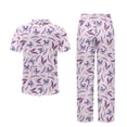 thumbnail image 6 of TSOVTHRID Pink Rose Print Pajama Set for Women Notch Collar Nightwear Short Sleeve Pjs with Long Pants Soft Loungewear, L, 6 of 7