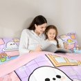 thumbnail image 4 of Feelyou Cartoon Halloween Ghost Twin Bedding, Kawaii Duck Mushroom Bedding Comforter Set, Purple Pink, Pink Reversible, 7-Piece, 4 of 7