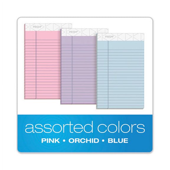 TOPS Prism   Colored Writing Pads, Narrow Rule, 50 Assorted Pastel-Color 5 X 8 Sheets, 6/pack | Order of 1 Pack