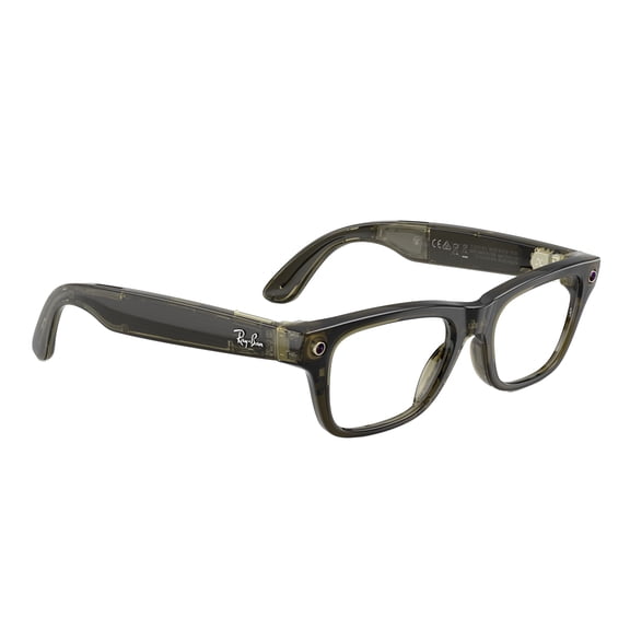Ray-Ban Unisex Size 50 AI Smart Meta Gen 2 Blayzer Glasses with Charging Case, Transparent Dark Olive/Clear