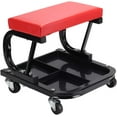 thumbnail image 1 of Taburete de taller de 100 kg con asiento giratorio de 360 grados para mecánicos, resistente, con almacenamiento, 4 ruedas giratorias y asiento acolchado., 1 of 5