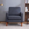 thumbnail image 2 of Accent Arm Chair, Modern Linen Upholstered Accent Sofa with Arms and Curved High Back Comfy Armchair with Solid Wood Leg Single Sofa Chair Accent Chair for Living Room, Dark Grey, 2 of 7