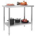thumbnail image 2 of vidaXL Table de Cuisine 100x60x85 cm Acier Inoxydable, 2 of 4