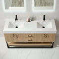 thumbnail image 6 of Vinnova Alistair 60" White Stone Top Oak Double Vanity Black Frame w/o Mirror, 6 of 17