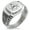 Silver, variant on Stainless Steel Freemasons Masonic Lotus All Seeing Eye CZ Ribbed Needle Stripe Pattern Biker Style Polished Ring