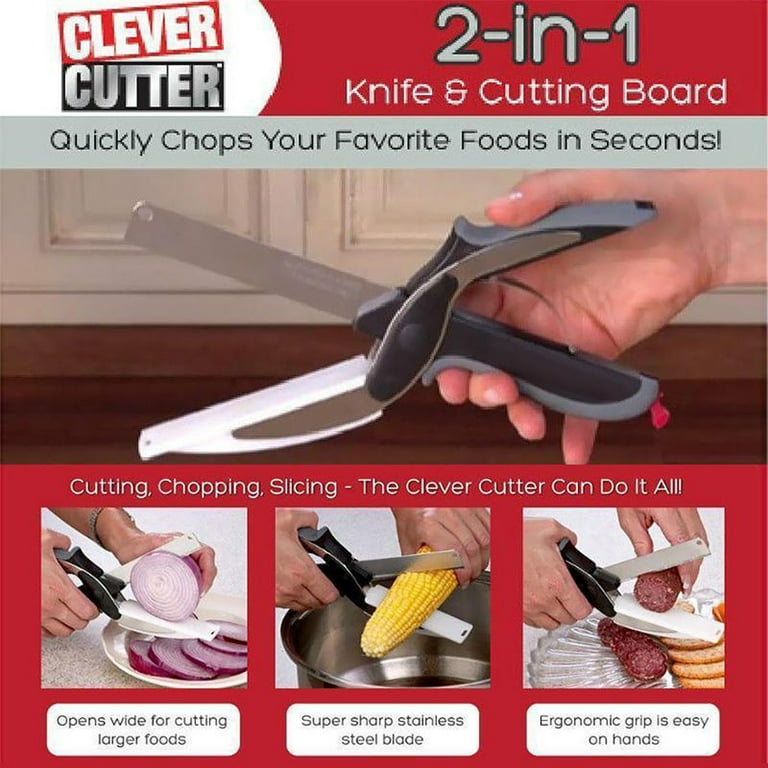 Clever 2 in 1 Smart Cutter Vegetable & Fruit Chopper Knife Kitchen Scissor  Vegetable & Fruit Chopper (Clever Cutter)