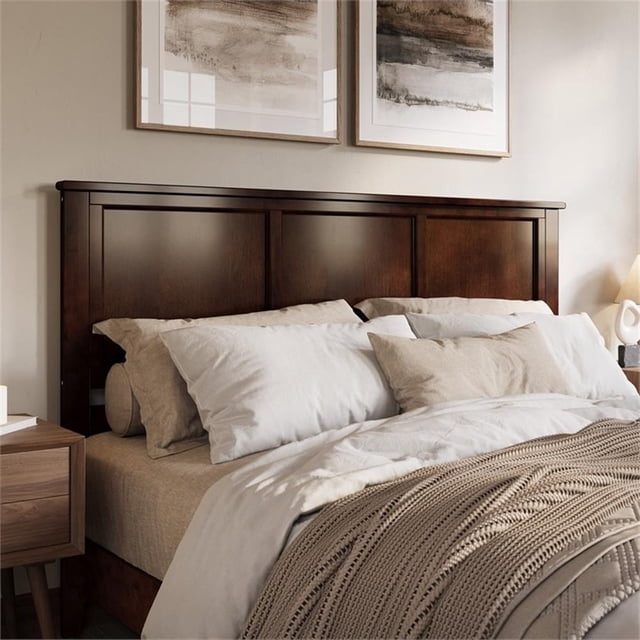 Pemberley Row Solid Wood Walnut Panel Headboard King Rectangular Assembled