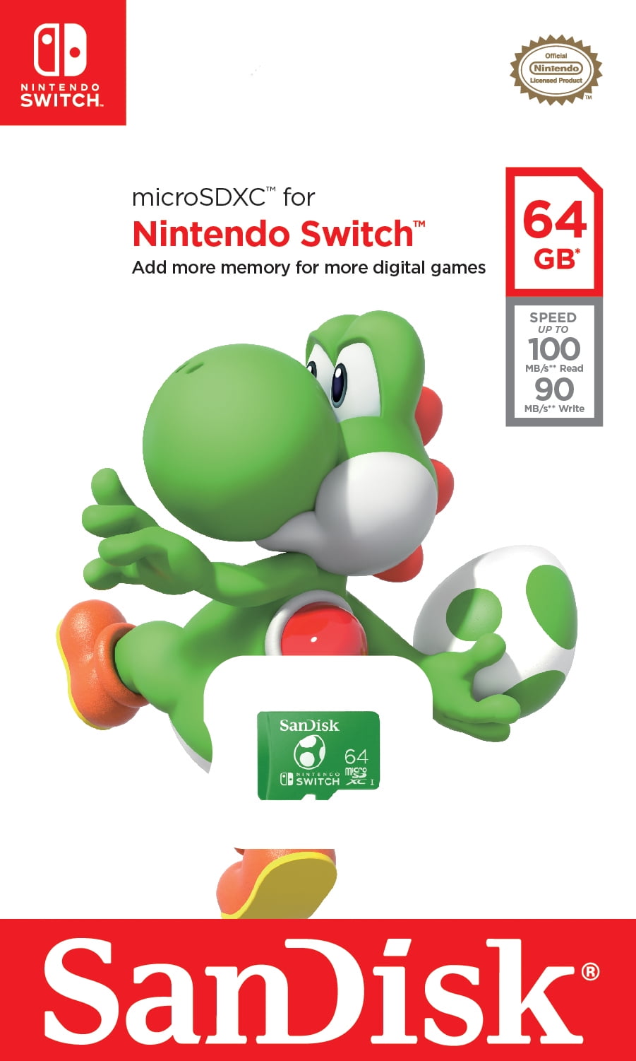 SanDisk 64GB microSDXC-Card Licensed for Nintendo-Switch, Yoshi  Edition - SDSQXAO-064G-GN6ZN : Video Games