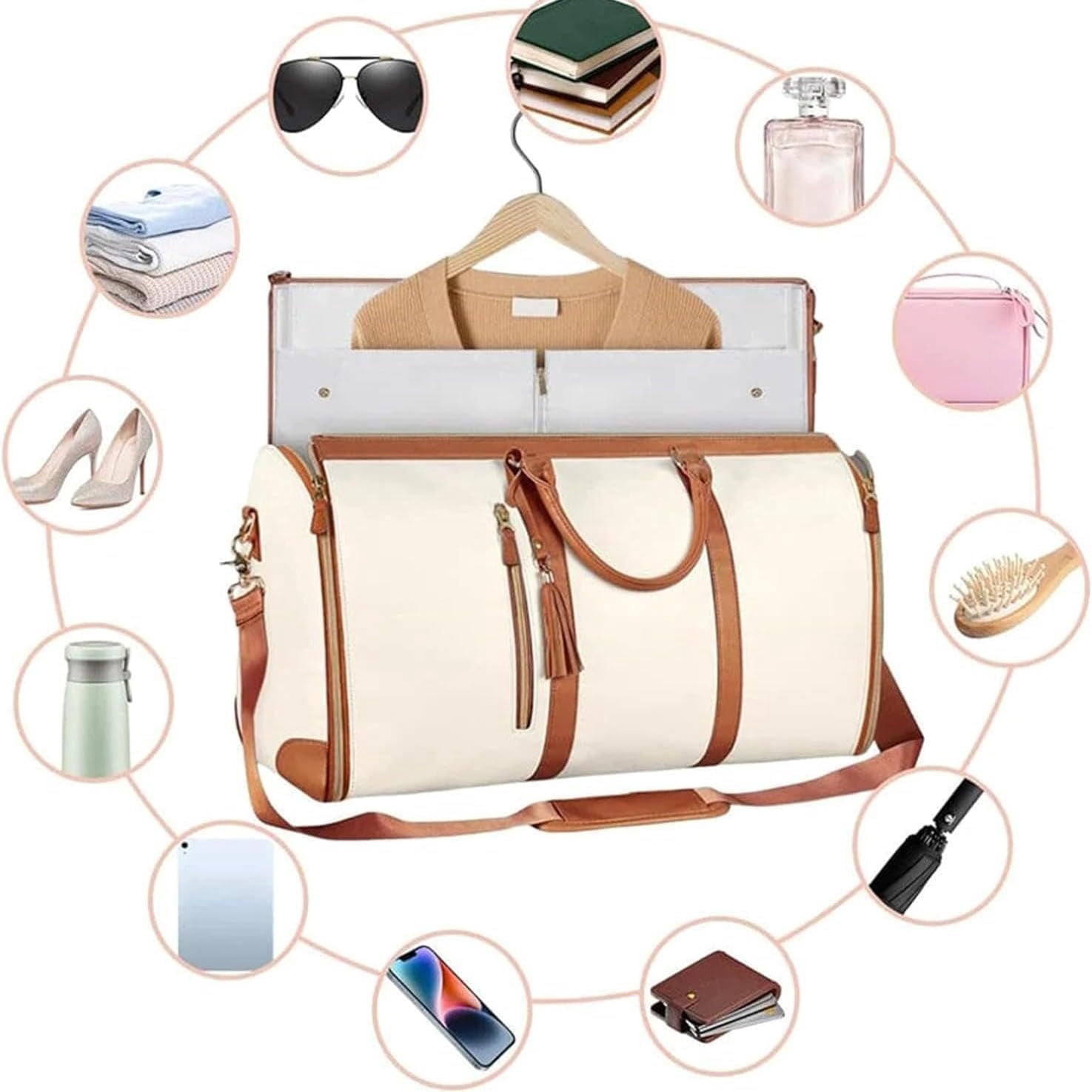 Travel Bag with Wheels Compact Carry On Duffel with Compartments Water Resistant Weekender Luggage for Business and Leisure Trips