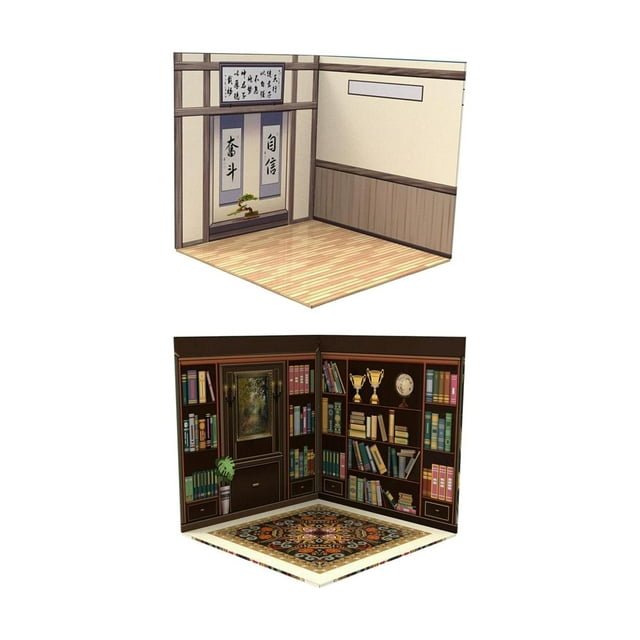 Milaget 2pcs 1/12 Scale Action Figures Backdrop Diorama Layout Model Scene Organizer Practice Room