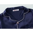 thumbnail image 2 of Topgal Cat Pajamas for Girls – Satin Button Up 2-PC Tween & Teen Pyjamas PJS Kid Size 6 Navy, 2 of 7