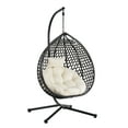 thumbnail image 6 of Harper & Bright Designs Hanging Egg Chair with Stand, Patio Wicker Hanging Chair, Indoor and Outdoor Hammock Swing Chair, 330 LBS Capacity for Bedroom Balcony Garden, Black+Beige, 6 of 9