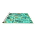 thumbnail image 2 of Ahgly Company Machine Washable Indoor Square Abstract Turquoise Blue Contemporary Area Rugs, 3' Square, 2 of 4