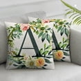 thumbnail image 3 of Jiayy Monogram Letter A Throw Pillow Covers Floral , Greenery Spring Pillows Decorative Throw Pillows Pillowcase Summer Farmhouse, Family Last Name Initial Pillow Case 12x12in, 3 of 7