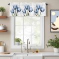 thumbnail image 2 of Valance Curtains for Windows Abstract Flowers Kitchen Curtians Window Treatment Blue Tulips Topper Curtain Rod Pocket Valances for Kitchen Bathroom Living Room 42x18in, 2 of 9