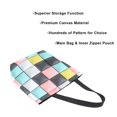 thumbnail image 3 of FORMRS Womens Canvas Tote Bag with Zipper Inner Pocket Shoulder Handbag, Gray Checkered Pattern, 3 of 7