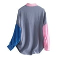 thumbnail image 5 of FRSASU Summer Tops Clearance Women'S Tops Single Breasted Long Sleeve Shirt Tops Loose Lapel Shirt Blouse Blue 4(S), 5 of 5