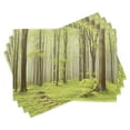 thumbnail image 1 of Ambesonne Forest Place Mats Set of 4, Misty Spring Nature, Standard Size, Green Beige, 1 of 6