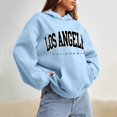 thumbnail image 4 of Los Angeles Hoodies for Women 2025 Fall Winter Long Sleeve Drop Shoulder Hooded Sweatshirt with Pockets Pullover Tops, 4 of 7