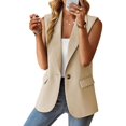 thumbnail image 4 of Chaleco Mina Self Blazer largo sin mangas para mujer Beige S, 4 of 6