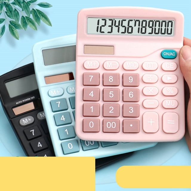 Calculadora de escritorio estándar de 12 dígitos con energía solar y de batería, calculadora para estudiantes, para oficina, escuela, hogar y negocios, color negro