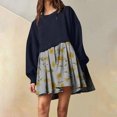 thumbnail image 1 of Vestido Cuello Redondo Elegante Mini Plisado Mujer Conjunto Línea A Ygjytge Azul marino*04Azul Marino T XXL para Mujer, 1 of 7