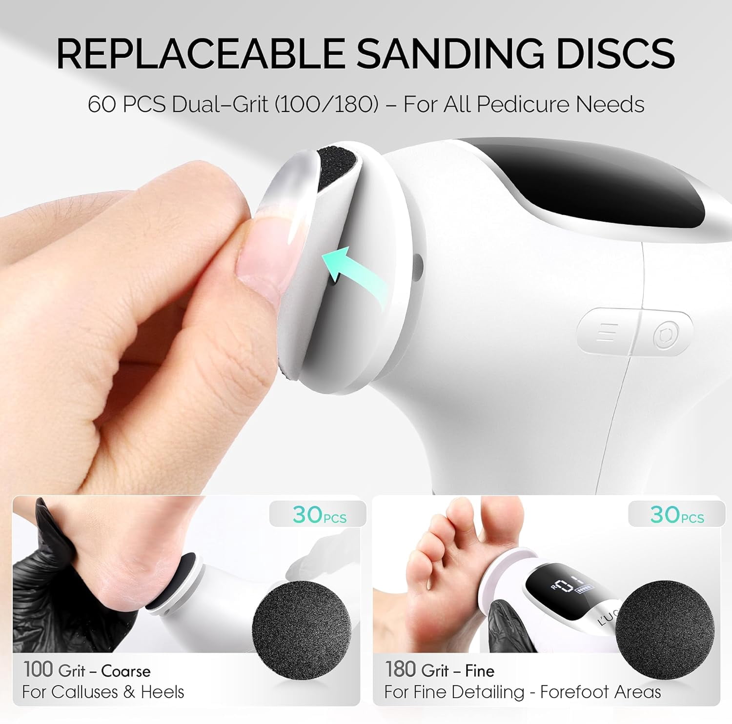 Electric Foot Callus Remover with 8N·cm Torque, 3-Speed LCD Display, Type-C Rechargeable Pedicure File for Smooth Feet