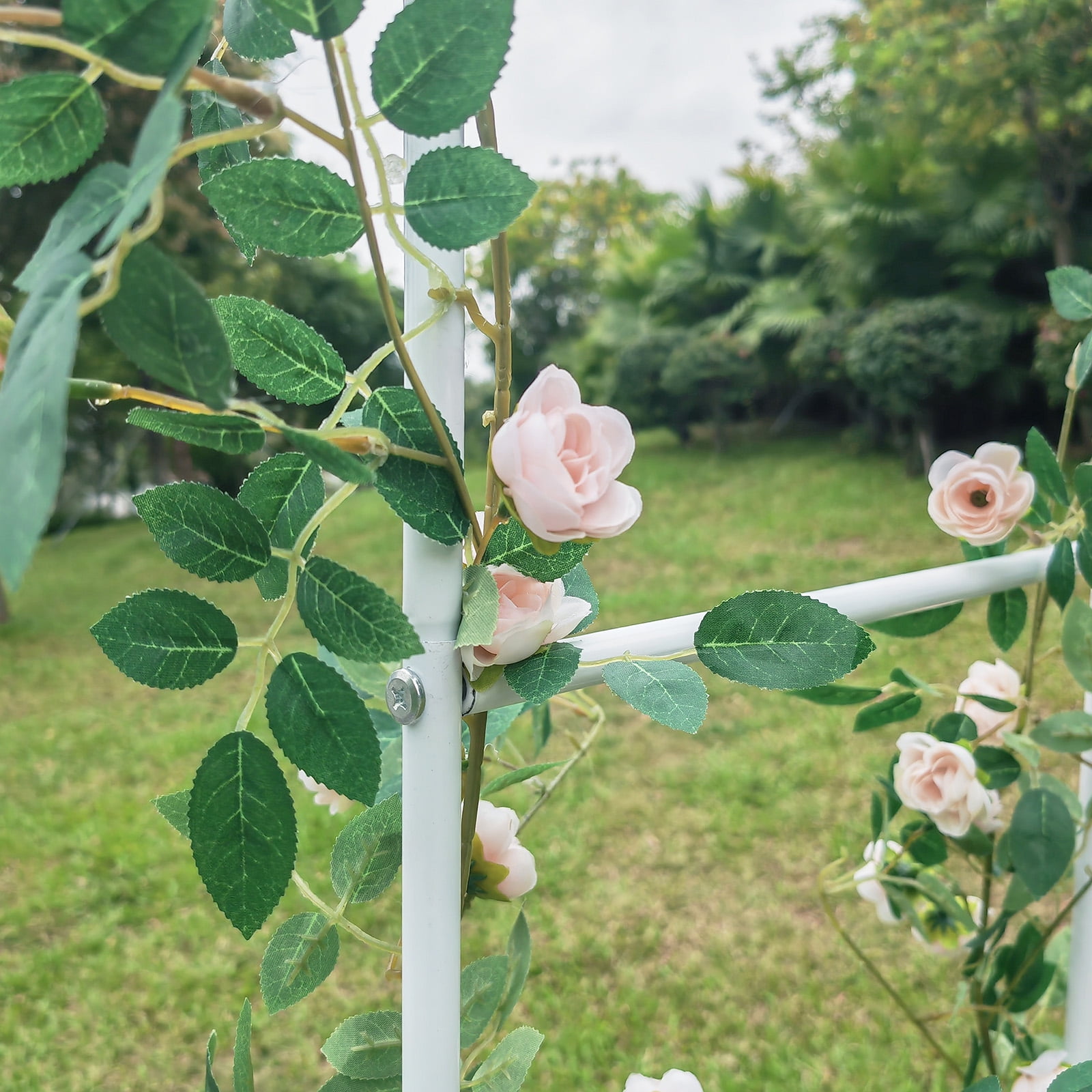 Skypatio 8ft Metal Garden Archway Trellis for Climbing Plants Support or Wedding Decor, White