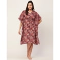 thumbnail image 2 of Moomaya Sleepwear, Printed Kaftan For Women, V-Neck Cotton Caftan Sleep Dress, 2 of 8