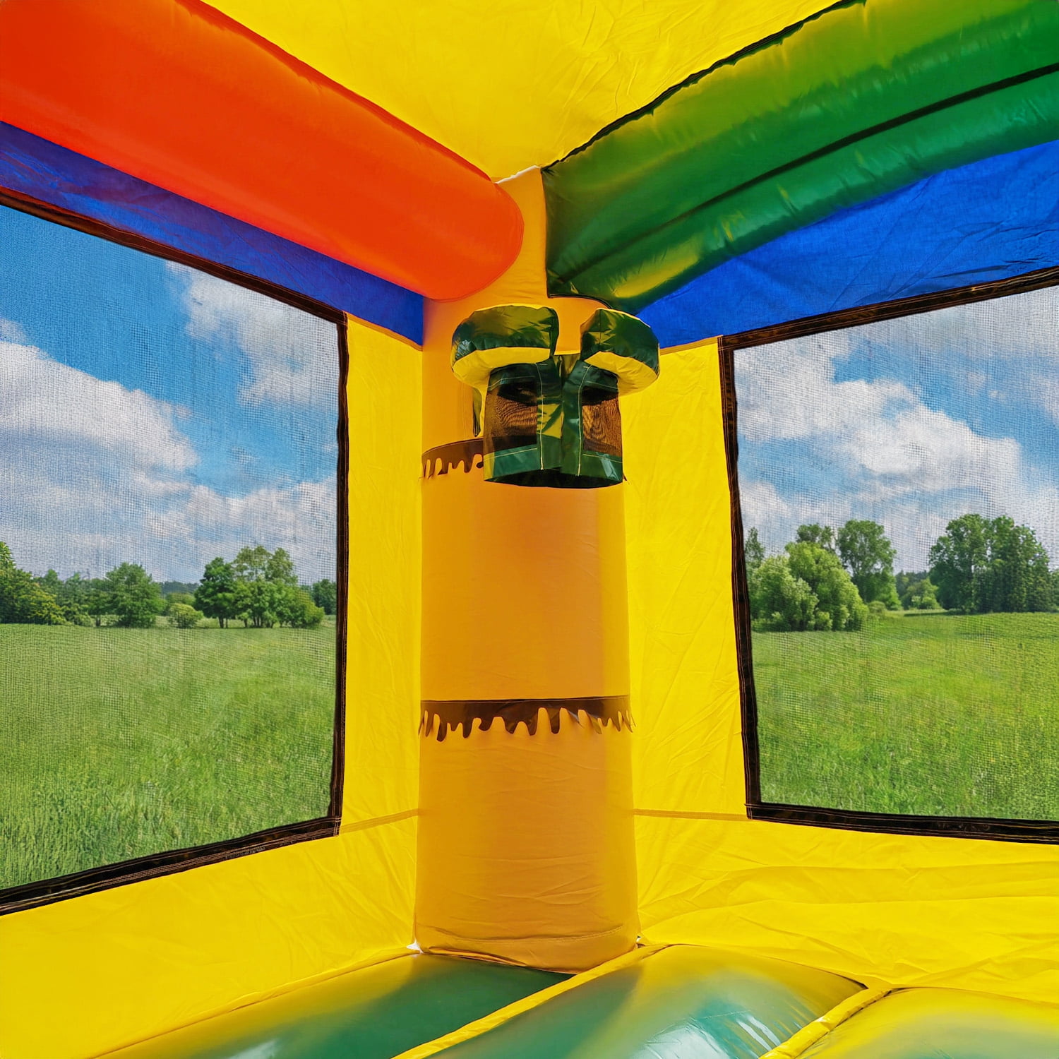 HeroKiddo Tropical Breeze Inflatable Bounce House with Slide, Wet & Dry Combo, Basketball Hoop, Indoor/Outdoor