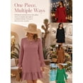 thumbnail image 6 of Cuteduck Women's Fall Casual Long Sleeve Dress Ribbed Round Neck Loose Boho Midi Ruffle Dress S-2XL, 6 of 9