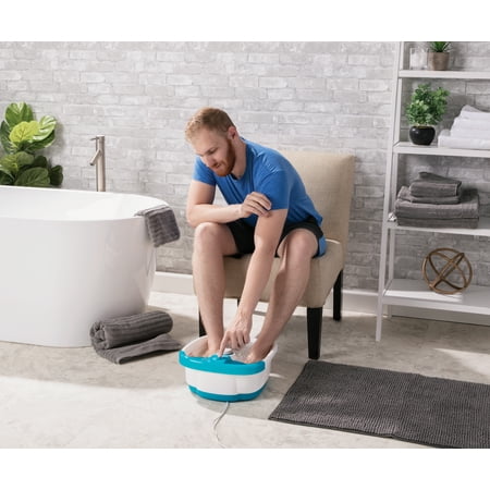 Homedics Bubble Mate Heated Foot Spa Bubble Foot Massager with Raised Massage nodes and Removable Pumice Stone