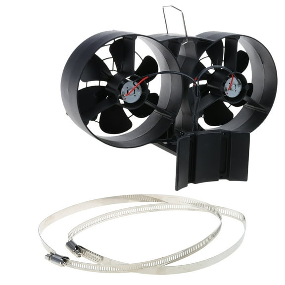 Heat Powered Stove Fan Double Head Fan with Protective Cover Efficient Heat Distribution for Cozy Homes