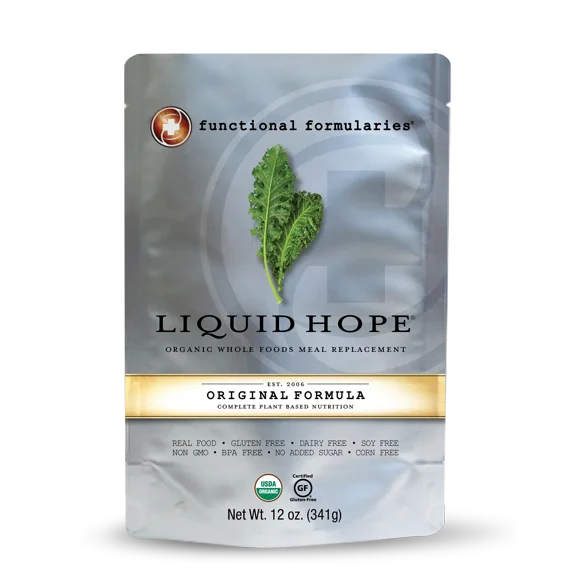 Functional Formularies Liquid Hope Organic Whole Foods Meal Replacement, Original Formula, 12 oz. Pouch, 24 Count