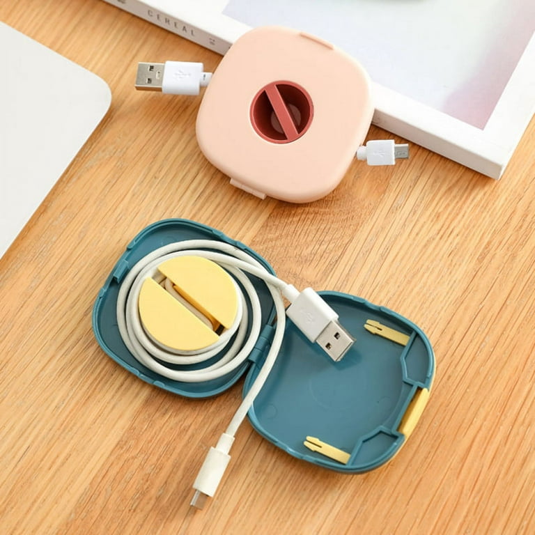 Rinhoo Cable Organizer USB Cable Winder Holder Charging Cord Reel Square  Shaped Earphone Cord Spool, White