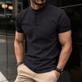 thumbnail image 2 of FRSASU Men's Casual Henley T-Shirt Short Sleeve Basic Shirts Summer Soft Outdoor Button Workout Running Gym Tee Tops Black, 2 of 6