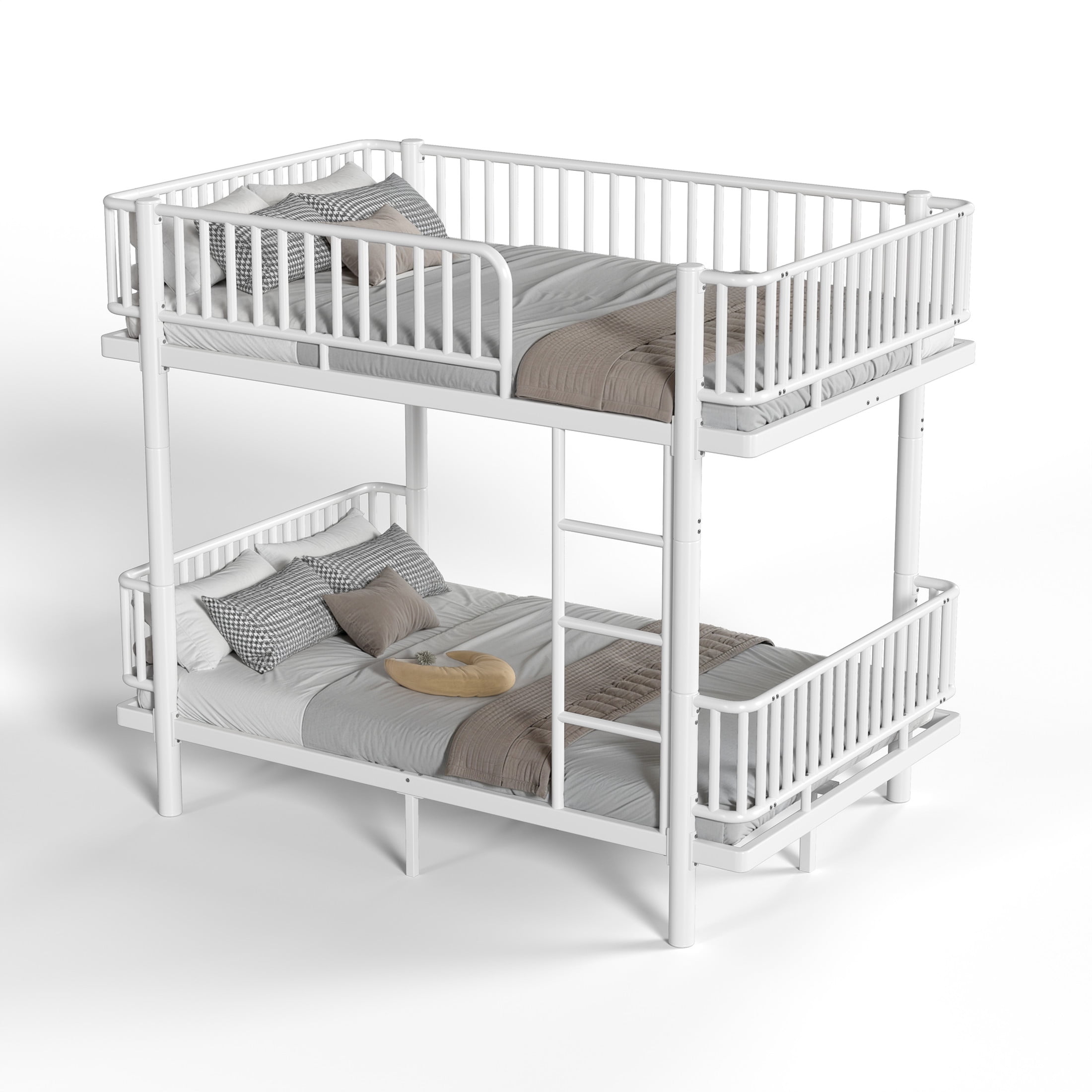 Noble House Full over Full Bunk Bed with Guardrails and Ladder, Can Separate into 2 Platform Beds, White