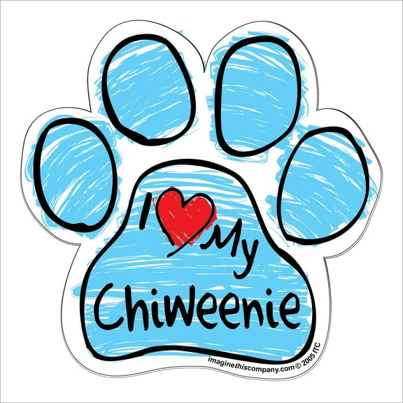Chiweenie Blue Scribble Paw Magnet