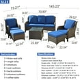 thumbnail image 2 of Ovios 6 Pieces Outdoor Patio Furniture Wicker Conversation Set Sectional Couch with Cushions & Glass Table, 2 of 8