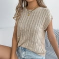 thumbnail image 5 of YUGYXL Womens Short Sleeve Sweater Casual Basic Crew Neck Loose Fit Knit Pullover Tops Spring Summer Lightweight Blouses Khaki L, 5 of 8