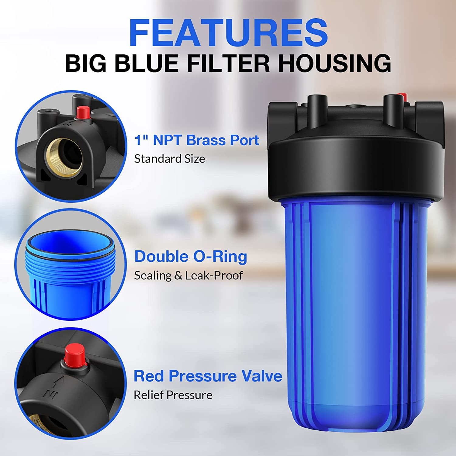 SimPure Whole House Water Filter System, with Carbon Filter and Sediment Filter, 3-Stage Filtration, Highly Reduce Lead, Chlorine, Odor and Taste