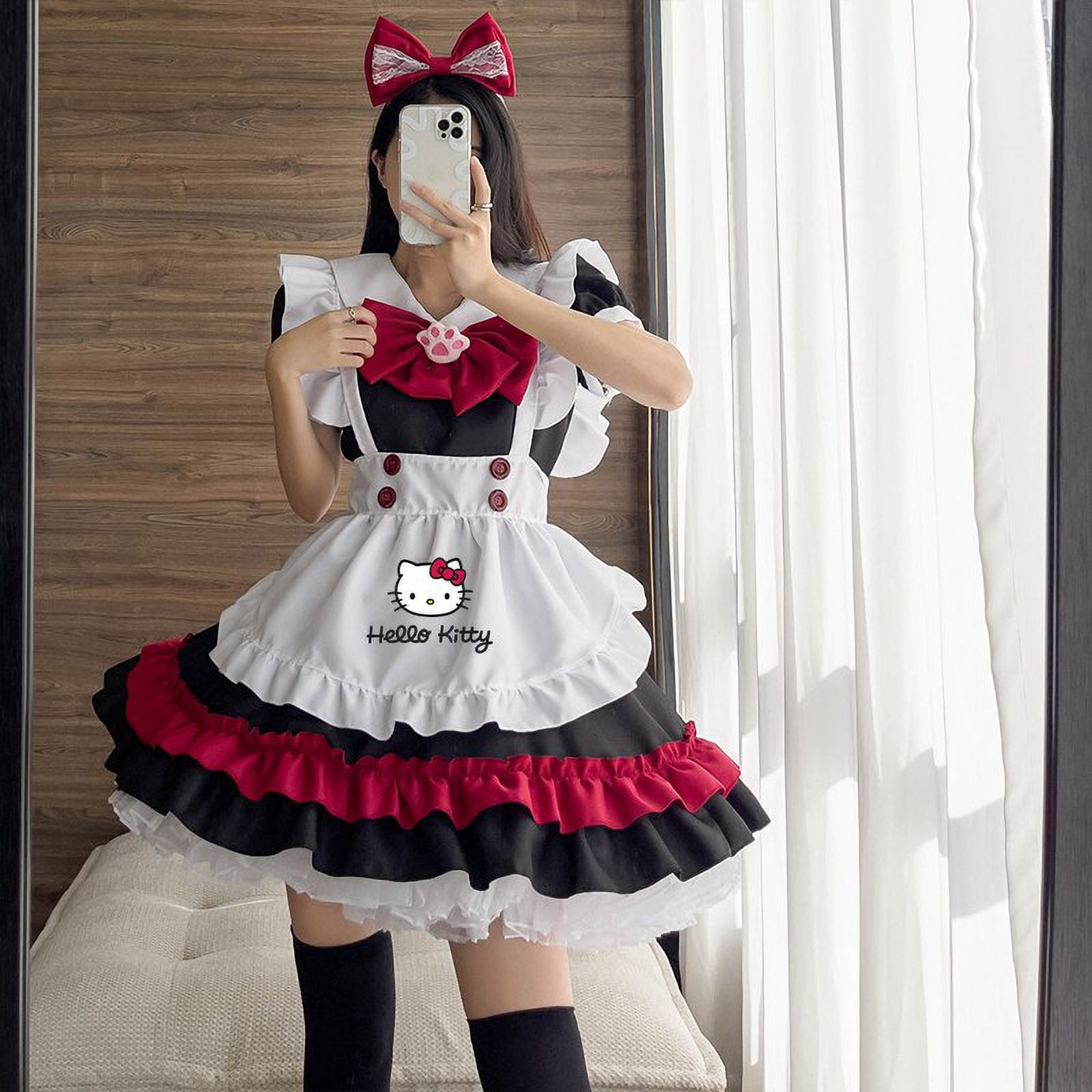 Maid Outfit Plus Size Sanrio Y2K Hello Kitty Cosplay Costumes Lolita Kawaii Skirt Halloween Party Anime Kt Japanese Apron Gothic Walmart